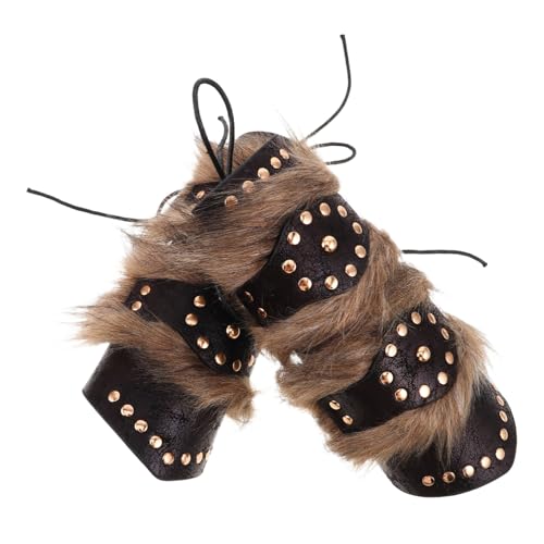 MUCKLILY 2 Stück Mittelalterliche PU Armschützer Robuste Renaissance-armbänder mit Vintage Steampunk Design Komfortable Wikinger Cosplay Accessoires für Halloween Kostümparty von MUCKLILY