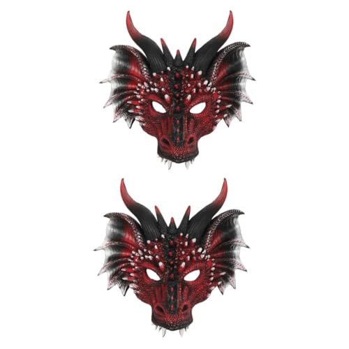 MUCKLILY 2 Stk schwarze rote Drachenmaske Halloween-Requisiten Halloween-Werwolf-Kostüm Kleidung für Männer Karnevalsmaske Halloween-Drachenmaske Tier bilden Dekorationen 3d von MUCKLILY