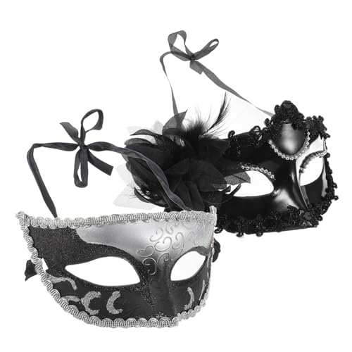 MUCKLILY 2 Stück Venezianische Masquerade Masken Teilig Handheld Halbgesichts Masken für Damen und Herren Leichtes Design mit Seil Party und Karnevalsmasken für Halloween Cosplay und MUCKLILY 2 Stück Venezianische Masquerade Masken Teilig Handheld Halbgesichts Masken für Damen und Herren Leichtes Design mit Seil Party und Karnevalsmasken für Halloween Cosplay und von MUCKLILY