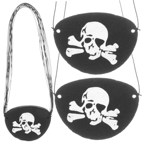 MUCKLILY 24 Stück Teiliges Filz Piraten Augenklappe mit Totenkopf Motiv Halloween Maske für Erwachsene Wiederverwendbare Cosplay Augenbinde für Piraten Kostümpartys von MUCKLILY