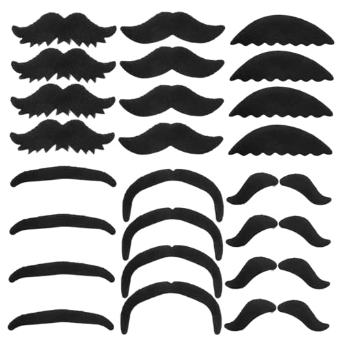 MUCKLILY 24 Stück Teiliges Selbstklebendes mit Realistischen Abziehbaren Falschen Schnurrbärten und Bärten für Erwachsene für Fasching Halloween Kostümpartys und Karneval von MUCKLILY