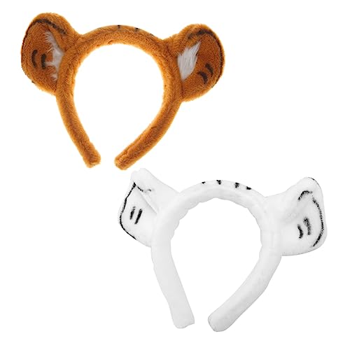 MUCKLILY 2Stücke Cartoon Tigerohren Haarband für Kinder und Erwachsene Dekoratives Stirnband für Kostümpartys Elastisches Haarzubehör Tierohren Kopfschmuck für Feiern von MUCKLILY
