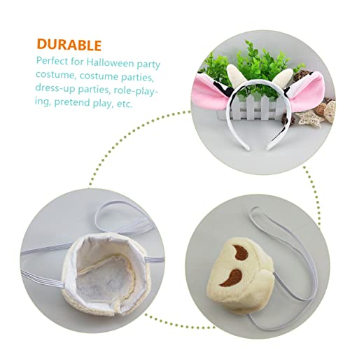 MUCKLILY 3 Sätze Niedliches Kuhkopf Stirnband Kostüm mit Plüsch Hörnern und für Halloween Party Karneval Bühnenauftritt Cosplay Zubehör von MUCKLILY