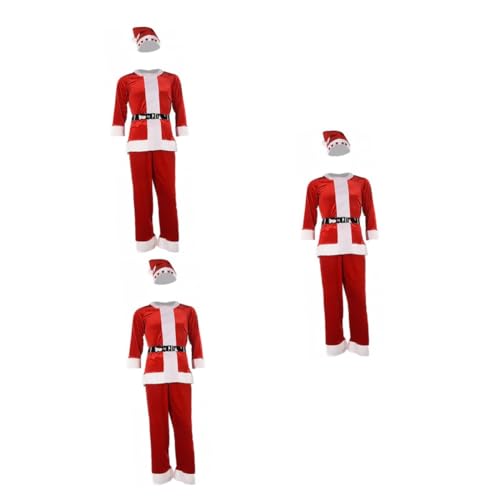 MUCKLILY 3 Sätze Weihnachtskleidung für Frauen Weihnachtsmann-Cosplay-Kostüm weihnachtsmannanzug Weihnachtsmann-Kostüm Kleidung für Männer Kostüme für Männer Kostüm für Erwachsene Vlies von MUCKLILY