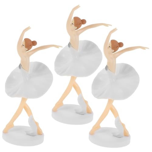 MUCKLILY 3 Stück Kuchendekorationspuppe Miniatur thematisiert Dekorationen für Mädchenfiguren Kuchendeckel Tänzer Hochzeitstortendekorationen Ballett Dekorationen PVC Weiß von MUCKLILY