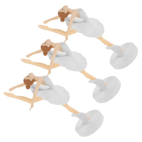 MUCKLILY 3 Stück Kuchendekorationsverzierungen Dekorieren Von Balletttorten Ballettröckchen Mädchen Rosa Ornamente Topper Tortenaufsätze Für Geburtstage Party Figur Pvc Weiß von MUCKLILY