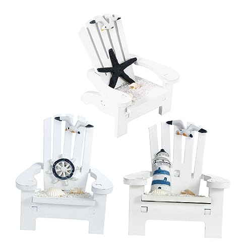 MUCKLILY 3 Stück Miniatur Strandstuhl Holz Deko Sommerstil Mediterraner Stil Puppenhaus Zubehör Kinderzimmer Dekoration Tischornament für Zuhause und Fotorequisiten von MUCKLILY