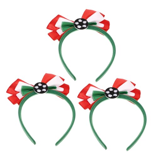 MUCKLILY 3 Stück Teiliges Fußball haarband mit Grün weiß rotem Schleifen design Sportliches Stirnband für Fußballfans für Bühnenauftritte Sportevents und Fußballpartys von MUCKLILY