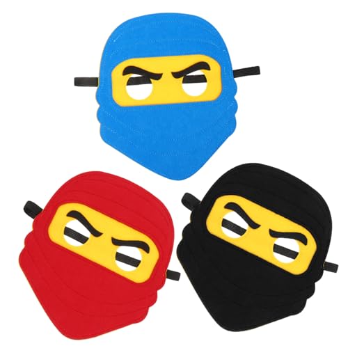MUCKLILY 3 Stück Teiliges Ninja-kostüm Filz Wiederverwendbare in Rot Blau Schwarz für Fasching Karneval Cosplay-party und Halloween-feiern von MUCKLILY