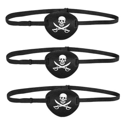 MUCKLILY 3 Stück Teiliges Piraten Augenklappen Schwarz für Faschingskostüme Leichte Komfortable Augenmasken für Halloween und Piratenparty Langlebige Atmungsaktive Cosplay Augenklappen für MUCKLILY 3 Stück Teiliges Piraten Augenklappen Schwarz für Faschingskostüme Leichte Komfortable Augenmasken für Halloween und Piratenparty Langlebige Atmungsaktive Cosplay Augenklappen für von MUCKLILY