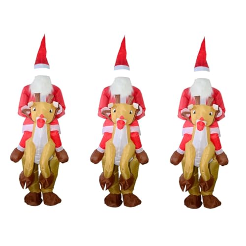MUCKLILY 3 Stk Weihnachtsmann-Kostüm aufblasbares Kostüm Weihnachtsmann-Kleid Rollenspielkostüm Spielzeug weihnachtsdeko Elch-Cosplay-Kleid aufblasbares Partykostüm Reiten schmücken erröten von MUCKLILY