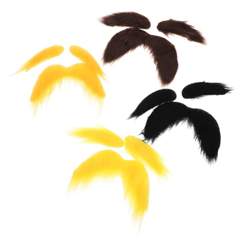 MUCKLILY 4 Sätze Selbstklebende Fake Augenbrauen und Schnurrbärte Set in Orange Braun Schwarz für Halloween Karneval Cosplay und Party Leichte Wiederverwendbare Kostüm Accessoires von MUCKLILY