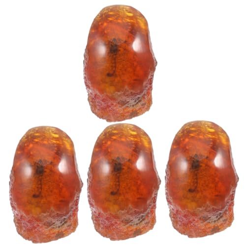 MUCKLILY 4 Stück Dekorationen Ornament Bernstein Insektenprobe Insektenstein Einzigartige Steine ​​Insektenschmuck Insektensteinprobe Insektenbernsteinprobe Stein Insektenprobe von MUCKLILY