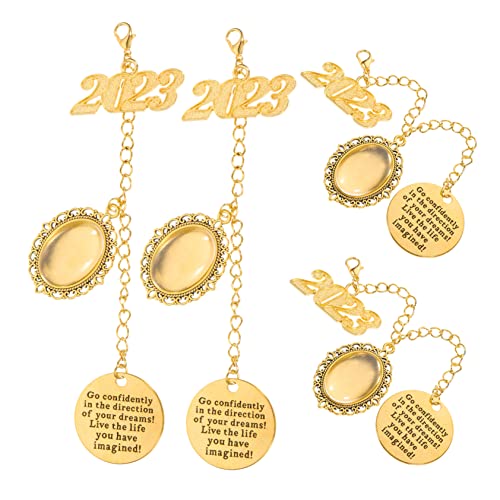 MUCKLILY 4 Stück Fotoanhänger Abschlusskappen-Fotocharme Abschlusskappe Charme Party Graduierungskappen -Zauber DIY abschlussfotorahmen Erinnerungsbild Charme Kristall von MUCKLILY
