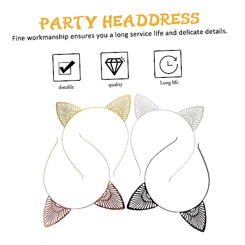 MUCKLILY 4 Stück Metall Katzenohren Haarreif Teiliges Cartoon Haarband für Damen Party Cosplay Bühnenauftritte Langlebig und Geruchlos in Schwarz Gold Weiß Roségold MUCKLILY 4 Stück Metall Katzenohren Haarreif Teiliges Cartoon Haarband für Damen Party Cosplay Bühnenauftritte Langlebig und Geruchlos in Schwarz Gold Weiß Roségold von MUCKLILY