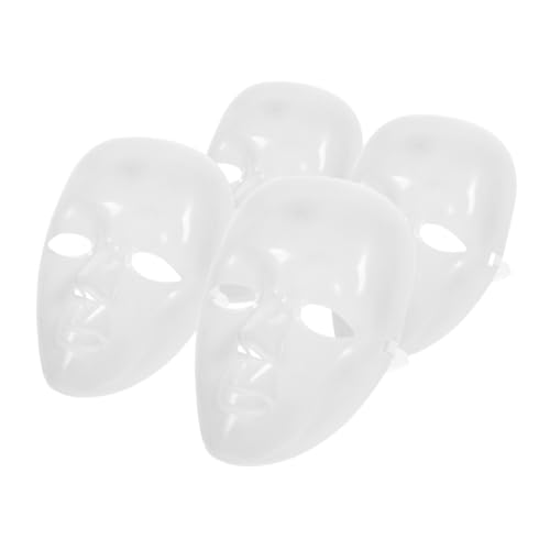 MUCKLILY 4 Stück Teiliges Weiße Kunststoffmasken Leere Diy Cosplay Masken Bequeme Vielseitig für Festival und Party Geeignet von MUCKLILY