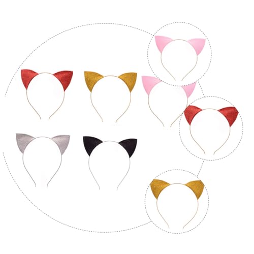 MUCKLILY 5 Stück Teiliges Katzenohren Haarreif mit Glitzer Komfortabel und Haarschonend für Halloween Karneval Cosplay Partys Modisches Accessoire für Damen und Mädchen Zufällige Farbe von MUCKLILY