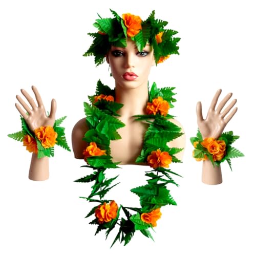 MUCKLILY 5St grüne Anzüge hawaiianisches Cosplay-Kostüm Hawaii-Partykostüm tropisches Party-Stirnband Rock Ornament Girlande bilden Kranz Performance-Kostüm Dekorationen Bankett Kleidung von MUCKLILY