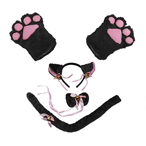 MUCKLILY 5-Teiliges Set Entzückendes Katzen-Cosplay-Kit Haarband mit Kätzchenohren Kinderanzüge kuscheltier Katze-Cosplay-Kostüm Party-Cosplay-Accessoires Katzenpfote einstellen Requisiten von MUCKLILY