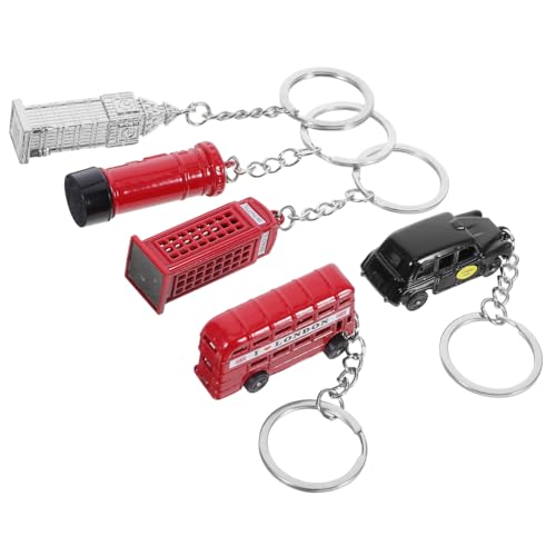 MUCKLILY 5pcs London Souvenir Mini Britische Wahrzeichen Keychain Red Bus Mailbox Taxi Anhänger Keychain London Telefonkette Für Männer Und Frauen von MUCKLILY