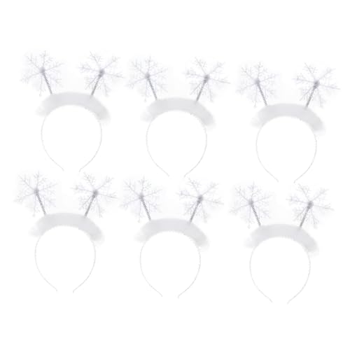 MUCKLILY 6 Stück Teiliges Schneeflocken Haarband Weißer Weihnachts Kopfschmuck Festlicher Haarschmuck für Erwachsene Weihnachten Party Accessoire von MUCKLILY