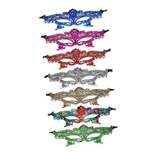 MUCKLILY 7 Stück Teiliges Spitzen-masken Damen Dicke Doppelte Spitzen-augenmasken Vielseitig für Maskenball Karneval Kostüm-party Halloween Cosplay in Leuchtenden Farben MUCKLILY 7 Stück Teiliges Spitzen-masken Damen Dicke Doppelte Spitzen-augenmasken Vielseitig für Maskenball Karneval Kostüm-party Halloween Cosplay in Leuchtenden Farben von MUCKLILY
