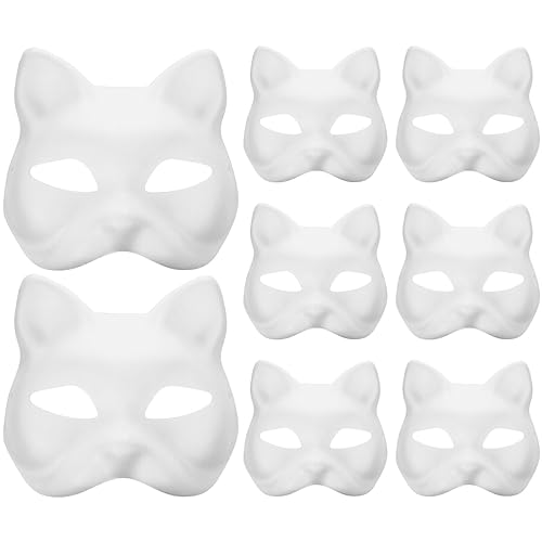 MUCKLILY 8st Zellstoff-blank-maske Fuchsmaske Cosplay Neko-katze Cat Mask Die Regenmaske Bemalbare Maske Kabuki-masken Karneval-maske ? Papier Weiß Graffiti Superheld Liebhaber von MUCKLILY