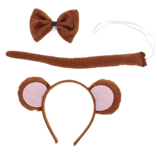 MUCKLILY Affenkostüm Cosplay Tierohren Stirnband Fliege Braun Erwachsene Party Festival Zubehör von MUCKLILY