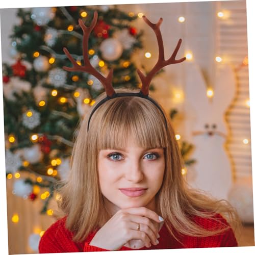 MUCKLILY Beflocktes Rentiergeweih Haarreif Verstellbar Realistisches Geweih Kopfschmuck für Weihnachten Halloween Party Karneval Unisex Cosplay Accessoire von MUCKLILY