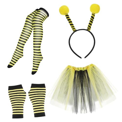 MUCKLILY Bienenkostüm Damen Leichtes Tutu Rock und Haarreif Vielseitiges Cosplay Kostüm für Erwachsene Bequemer Sitz Einfach Anzuziehen für Halloween Party Karneval und Fasching von MUCKLILY