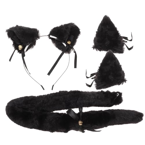 MUCKLILY Cosplay Fuchsohr Haarreif mit Clips und Langlebiges Tierohren Haaraccessoire für Halloween Kostüm Zubehör Angenehm und Detailreich Gestaltet Schwarzes von MUCKLILY