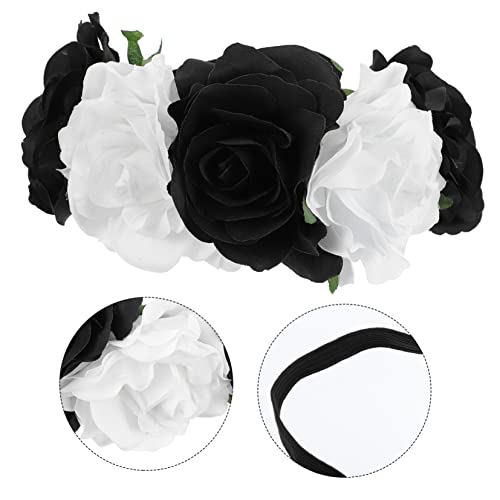 MUCKLILY Elastisches Rosenblüten Haarschmuck Stirnband Floraler Halloween Cosplay Kopfschmuck Blumenhaarband für Weihnachts und Party Damen MUCKLILY Elastisches Rosenblüten Haarschmuck Stirnband Floraler Halloween Cosplay Kopfschmuck Blumenhaarband für Weihnachts und Party Damen von MUCKLILY