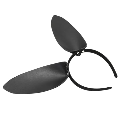 MUCKLILY Eleganter Schwarzer Leder haarreif mit Hasenohren Originelles und Dekoratives Accessoire für Damen Geeignet für Party Halloween Kostüm Modisches Haarschmuck headpiece von MUCKLILY