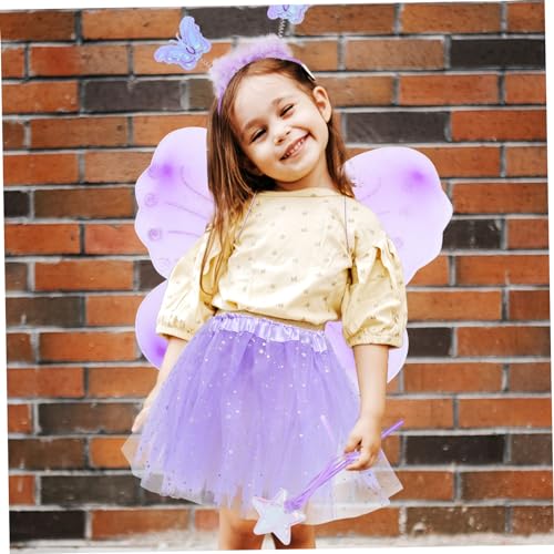MUCKLILY Feenkostüm mit Schmetterlingsflügeln Pailletten Tüllrock Engelshaarreif und Zauberstab Hautfreundlich für Karneval Geburtstag Halloween Festliche Cosplay Verkleidung von MUCKLILY