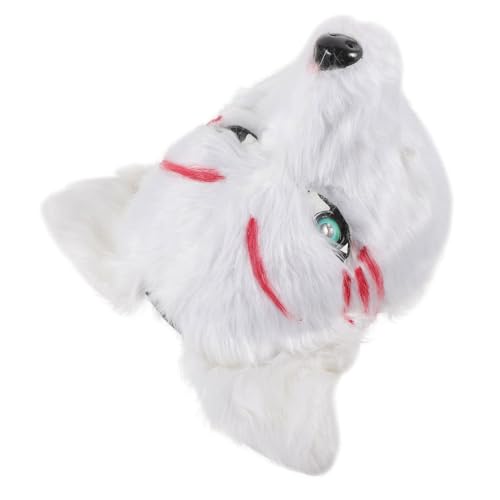 MUCKLILY Fellige Halbgesichts Wolfmaske mit Mundöffnung und Lustige Kostüm Masquerade für Halloween Rollenspiel Party und Fotorequisiten von MUCKLILY