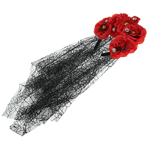 MUCKLILY Gothic Blumenschleier Haarreif mit Leichter Halloween Kopfschmuck für Damen Festival Stirnband mit Langem Schleier Day Of The Dead Accessoire für Karneval und Kostümparty von MUCKLILY