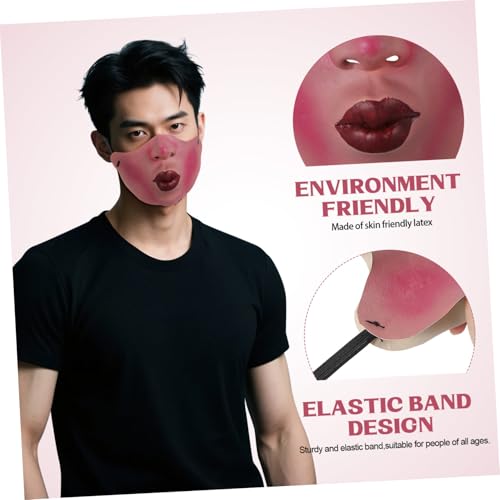 MUCKLILY Halbgesichtsmaske Halloween Gruselig Realistische mit Roter Lippenpartie Cosplay Party Kostüm für Erwachsene Fool's Day Scherzspaß MUCKLILY Halbgesichtsmaske Halloween Gruselig Realistische mit Roter Lippenpartie Cosplay Party Kostüm für Erwachsene Fool's Day Scherzspaß von MUCKLILY