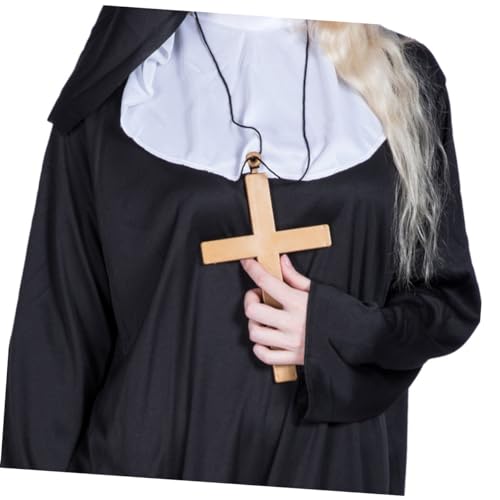 MUCKLILY Halloween Kostüm Damen Nonnen Outfit Teiliges mit Großer Goldener Kreuz Halskette Bequemes Material Klassisches Halloween Cosplay Kostüm für Frauen MUCKLILY Halloween Kostüm Damen Nonnen Outfit Teiliges mit Großer Goldener Kreuz Halskette Bequemes Material Klassisches Halloween Cosplay Kostüm für Frauen von MUCKLILY