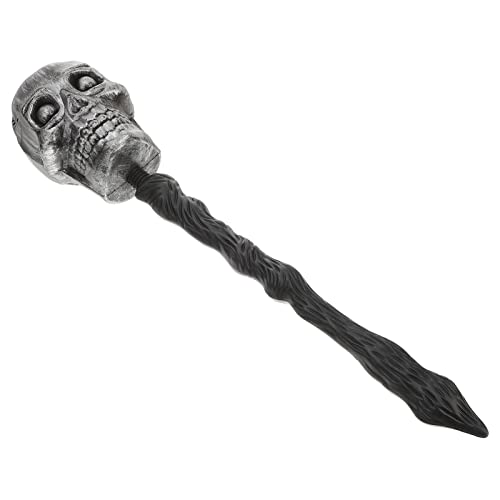 MUCKLILY Schädelrohre Schädel Scepter Halloween Kostüm Halloween Halloween Dekorationen Accessoires LED Halloween Partyschädel Gruselig Zauberstäbe Stütze Silber von MUCKLILY