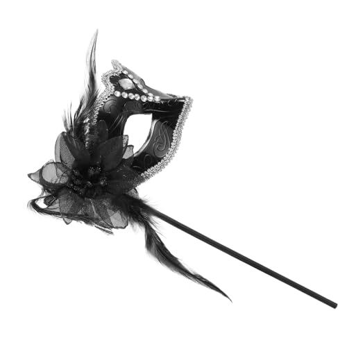 MUCKLILY Handgehaltene Damen-masquerade-maske mit Schwarzen Federn Ergonomisch Langlebig für Halloween Karneval Fasching Bühnenparty und Cosplay Geeignet Festliche Maskenball-verkleidung von MUCKLILY
