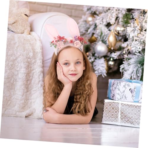 MUCKLILY Hasenohren Haarreif Leichtes Party Stirnband mit Blumenmotiv Geeignet für Karneval Ostern Kostümfeste und Fotorequisiten Zufälliges Design von MUCKLILY