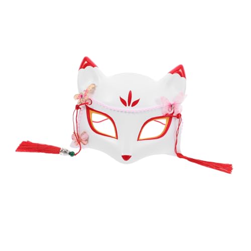 MUCKLILY Japanische Fuchs Halbgesichtsmaske aus Langlebigem für Erwachsene und Vielseitige Cosplay und Party Maske Leichtes Tragen für Halloween Maskenbälle und Kostümfeste von MUCKLILY