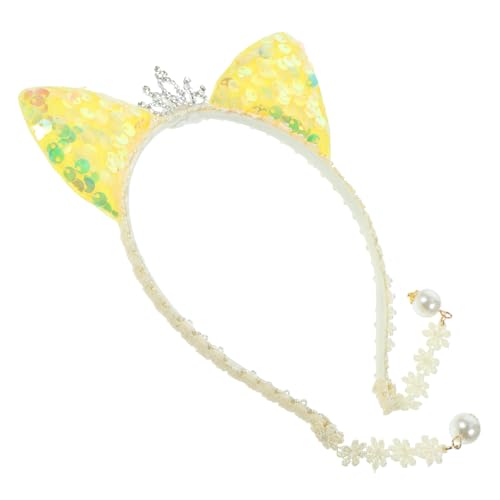 MUCKLILY Katzenohren Haarreif mit Pailletten und Perlen Gelber Cosplay Haarschmuck für Mädchen Niedliches Kostüm-accessoire für Party und Fotorequisit Handliches Stirnband für Besondere MUCKLILY Katzenohren Haarreif mit Pailletten und Perlen Gelber Cosplay Haarschmuck für Mädchen Niedliches Kostüm-accessoire für Party und Fotorequisit Handliches Stirnband für Besondere von MUCKLILY