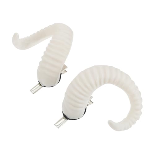MUCKLILY Künstliche Schafhörner Haarklammern Paar Weiß Einzigartiger Halloween Kopfschmuck für Cosplay Partys Karneval Leicht und Langlebig für Erwachsene Geeignet Zufällige Farbe von MUCKLILY