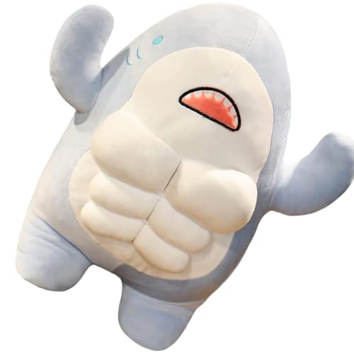 MUCKLILY Kuscheltier Hai Muskulöse Haifischpuppe aus Weichem Dekorativer Cartoon Hai für Schlafzimmer Wohnzimmer Kinderbett Waschbar für Meeresliebhaber MUCKLILY Kuscheltier Hai Muskulöse Haifischpuppe aus Weichem Dekorativer Cartoon Hai für Schlafzimmer Wohnzimmer Kinderbett Waschbar für Meeresliebhaber von MUCKLILY
