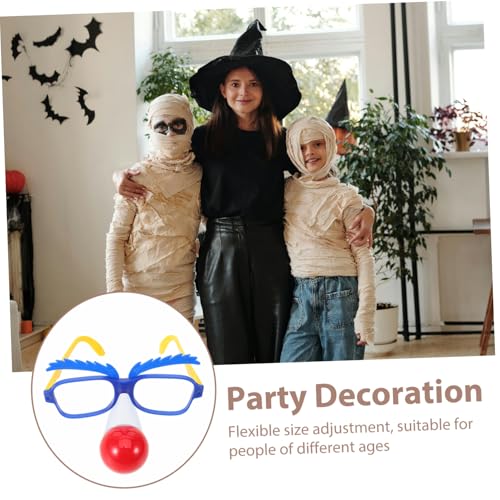 MUCKLILY Lustige Clownbrille mit Lustiger Nase Strapazierfähiges Party Accessoire für Karneval Halloween Kostüm Wiederverwendbare Verkleidung für Familienfeier und Fotorequisit von MUCKLILY
