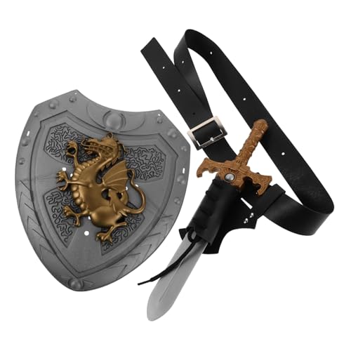 MUCKLILY Medieval Knight Costume Zubehör Set mit Robustem Piratenschwert Authentischem Schild Gürtel und Scheide für Cosplay Mittelalterliche Rollenspiele und Halloween-Partys MUCKLILY Medieval Knight Costume Zubehör Set mit Robustem Piratenschwert Authentischem Schild Gürtel und Scheide für Cosplay Mittelalterliche Rollenspiele und Halloween-Partys von MUCKLILY