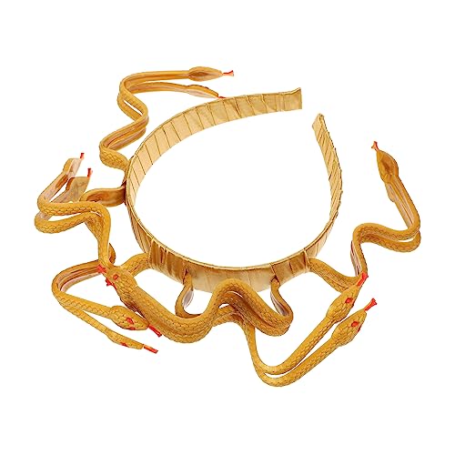 MUCKLILY Medusa Cosplay Kopfschmuck Schlangen Haarreif Goldener Schlangen Kopf Stirnband für Halloween Party Fasching und Teens Unisex von MUCKLILY