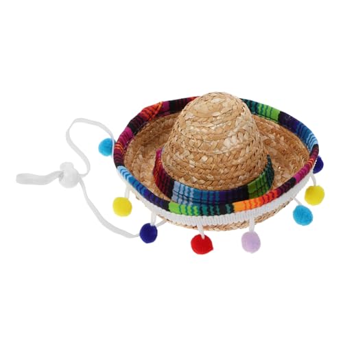 MUCKLILY Kleiner Sombrero Hut für Mexikanische Partys Handgefertigter Katzenhut mit Ballfransen Fiesta Zubehör in Verschiedenen Farben von MUCKLILY