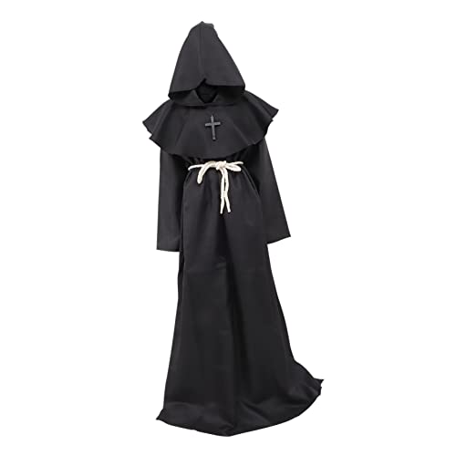 MUCKLILY Mittelalterliche Priester Robe mit Kapuze Halloween Kostüm Cosplay Umhang für Herren und Damen Renaissance Monk Outfit für Karneval und Themenparty MUCKLILY Mittelalterliche Priester Robe mit Kapuze Halloween Kostüm Cosplay Umhang für Herren und Damen Renaissance Monk Outfit für Karneval und Themenparty von MUCKLILY